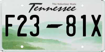 TN license plate F2381X