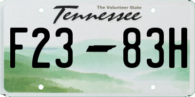 TN license plate F2383H