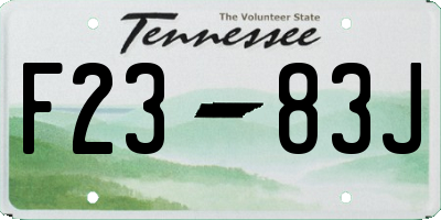 TN license plate F2383J