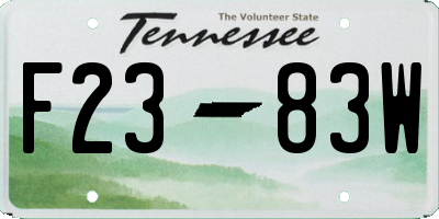 TN license plate F2383W