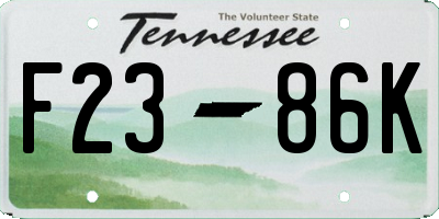 TN license plate F2386K