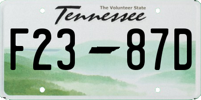 TN license plate F2387D