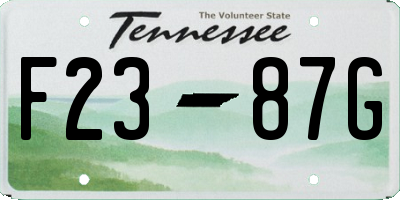 TN license plate F2387G
