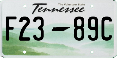 TN license plate F2389C