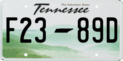 TN license plate F2389D
