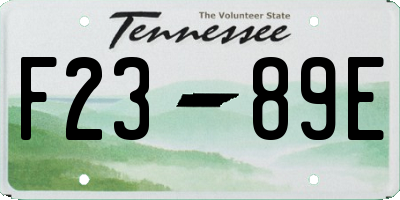 TN license plate F2389E