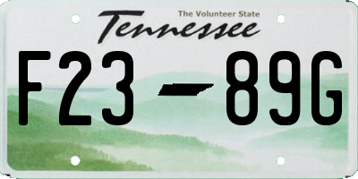 TN license plate F2389G