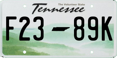 TN license plate F2389K