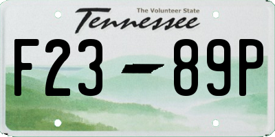 TN license plate F2389P