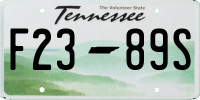 TN license plate F2389S