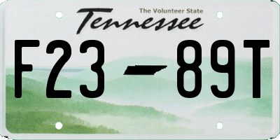 TN license plate F2389T