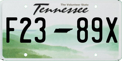 TN license plate F2389X