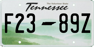 TN license plate F2389Z
