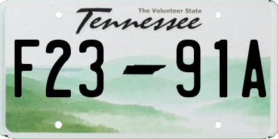 TN license plate F2391A
