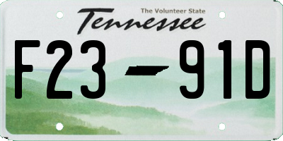 TN license plate F2391D