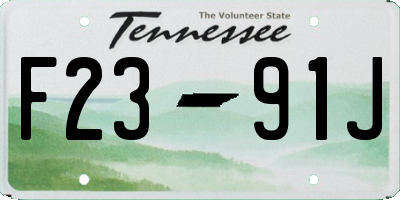 TN license plate F2391J