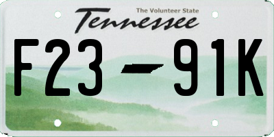 TN license plate F2391K