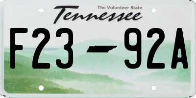 TN license plate F2392A
