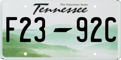 TN license plate F2392C
