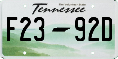 TN license plate F2392D
