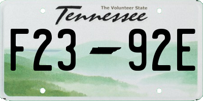 TN license plate F2392E