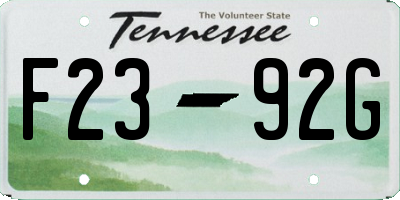 TN license plate F2392G