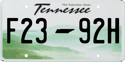 TN license plate F2392H