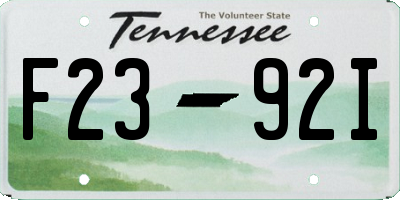 TN license plate F2392I