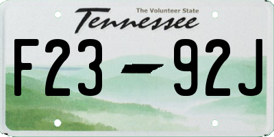 TN license plate F2392J