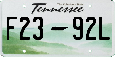 TN license plate F2392L