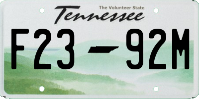 TN license plate F2392M