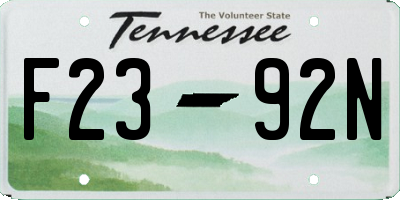 TN license plate F2392N