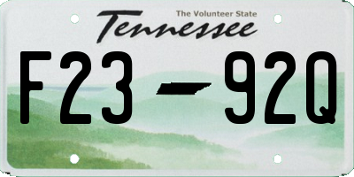 TN license plate F2392Q