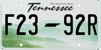 TN license plate F2392R