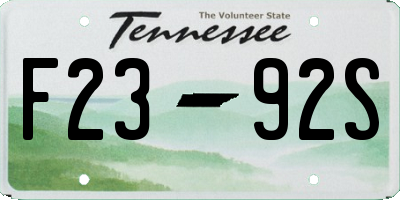 TN license plate F2392S