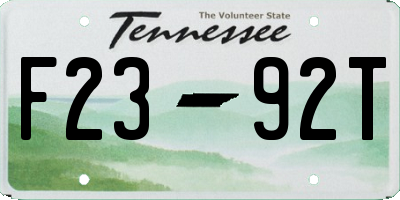 TN license plate F2392T