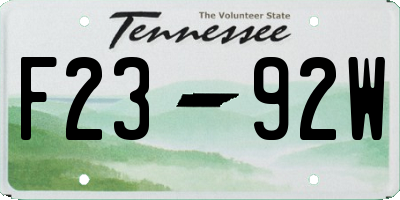 TN license plate F2392W