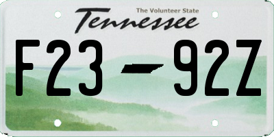 TN license plate F2392Z