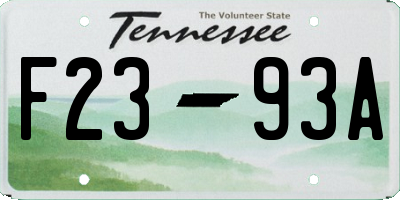 TN license plate F2393A