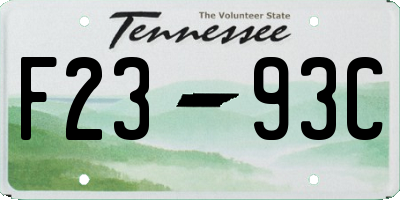 TN license plate F2393C