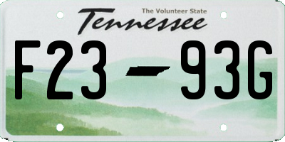 TN license plate F2393G