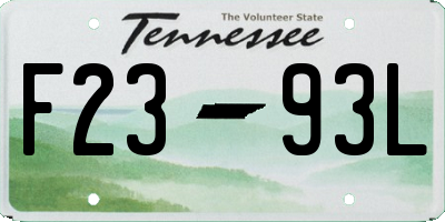 TN license plate F2393L