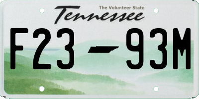 TN license plate F2393M
