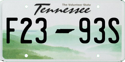 TN license plate F2393S