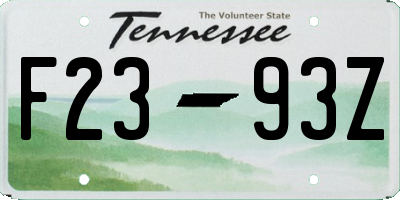 TN license plate F2393Z