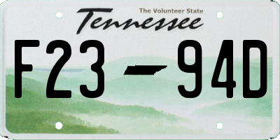 TN license plate F2394D