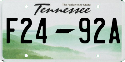 TN license plate F2492A