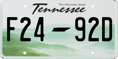 TN license plate F2492D