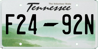 TN license plate F2492N