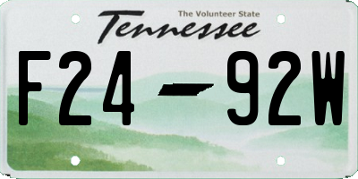 TN license plate F2492W
